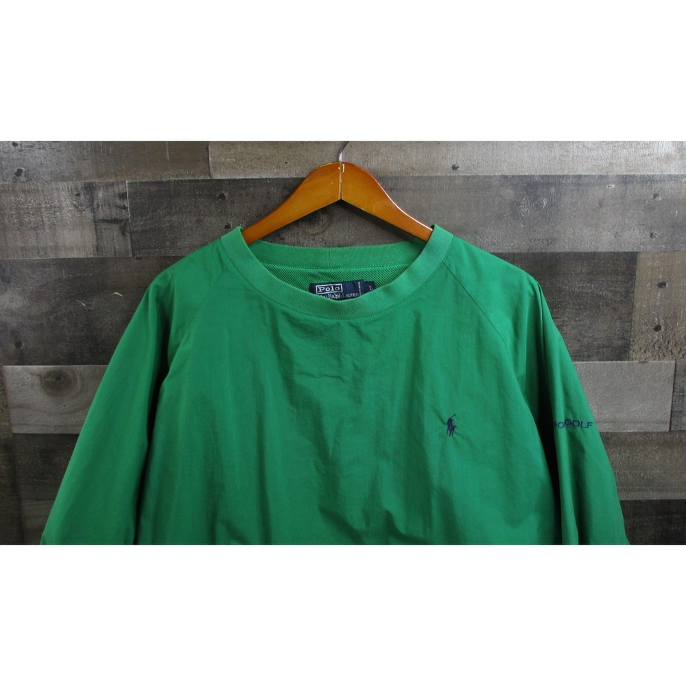 Polo Ralph Lauren Jacket Mens Large Green Polo Golf Windbreaker Nylon Crewneck